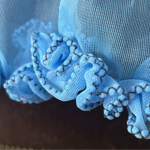 Vintage Ruffled Blue & Black Babydoll Lingerie - Picture 16 of 17